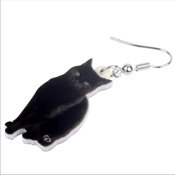 Black Cat Acrylic Earrings - Picture 4 of 6